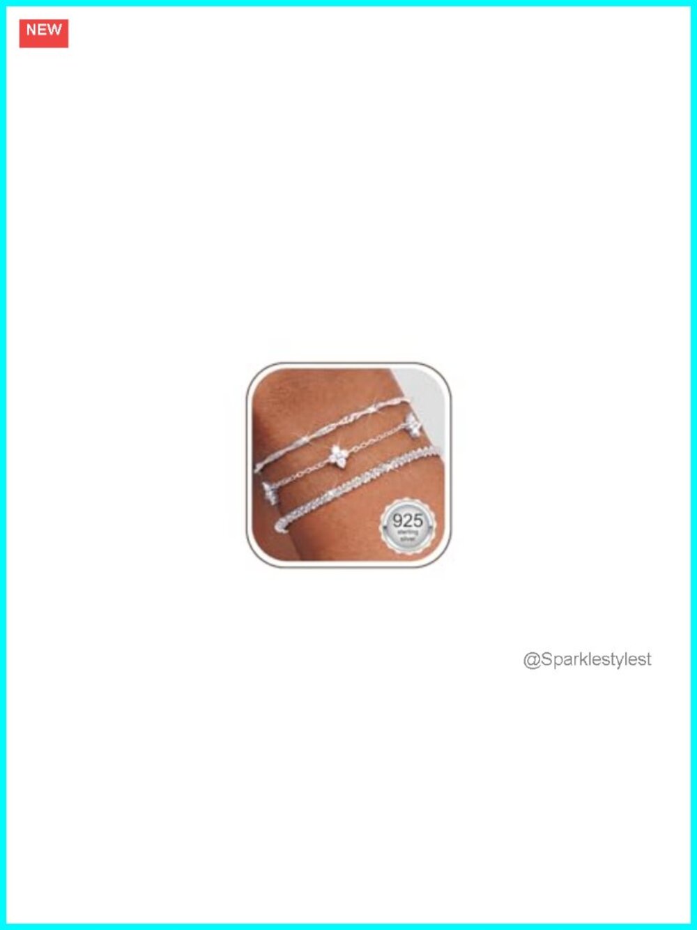 925 Sterling Silver Stackable Bracelet Set Adjustable Layered Chain